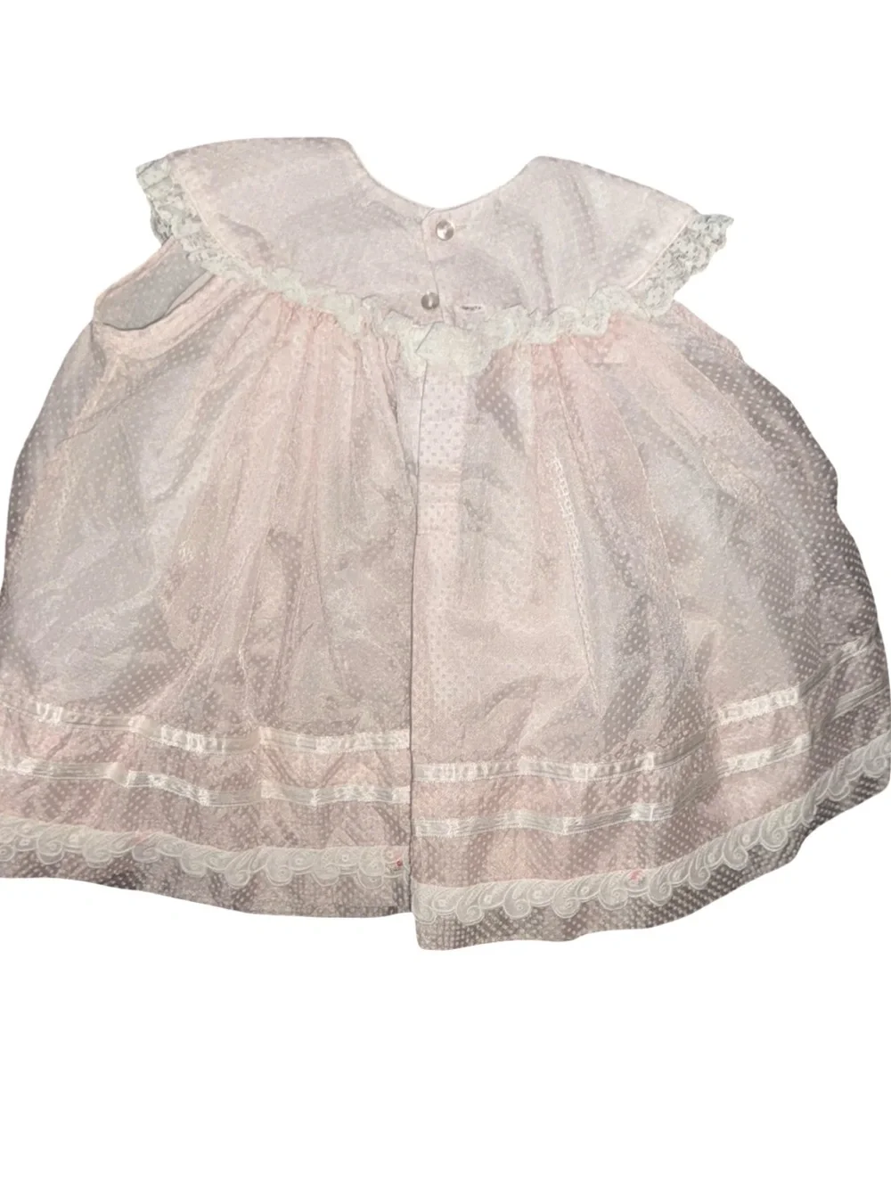 VTG 90s  Baby Girls Dress Size 24 Months Pink Lace Layered USA